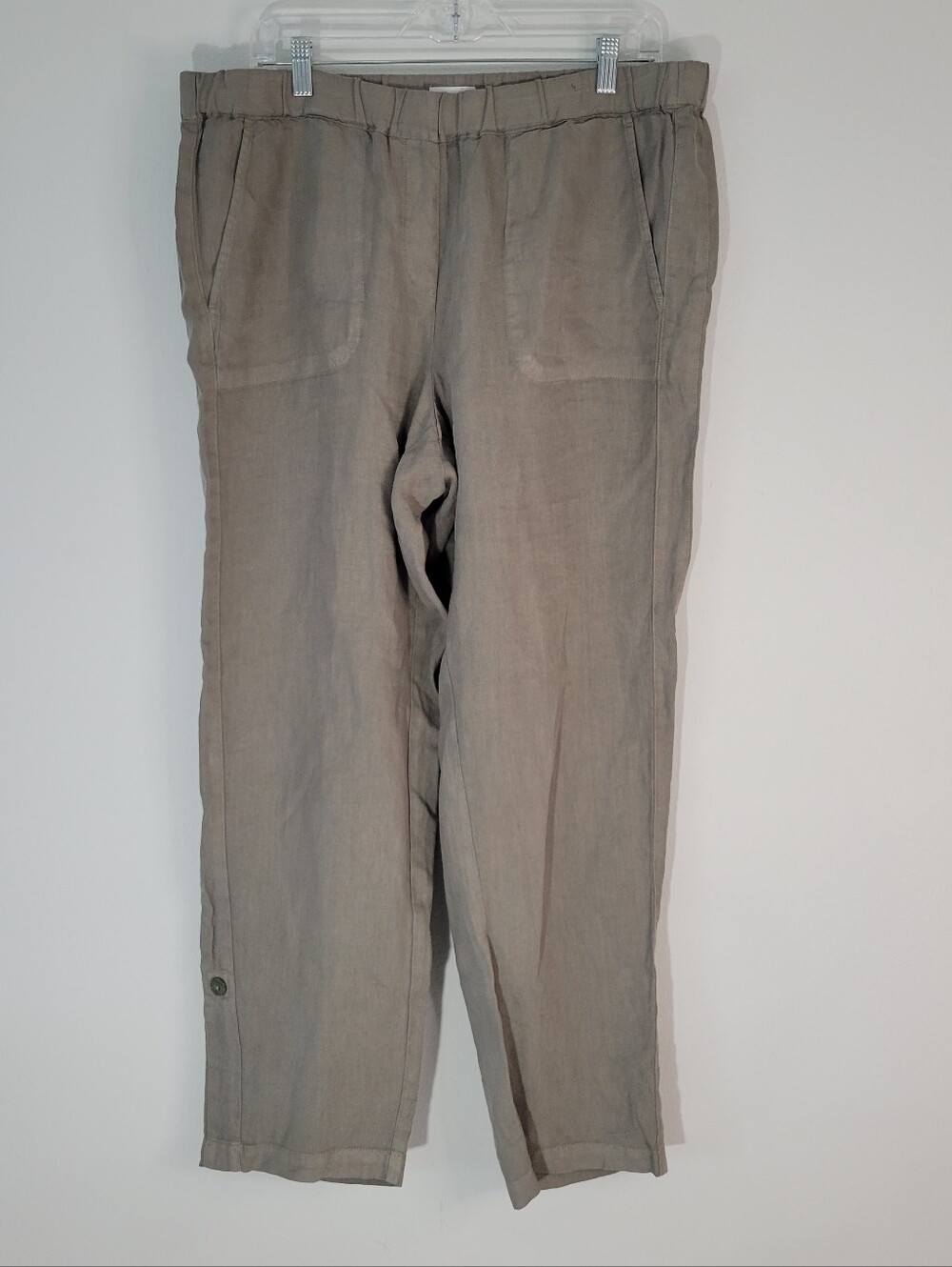 Purejill Women SZ L Relaxed Linen Blend Pants — TaupeTaupe green